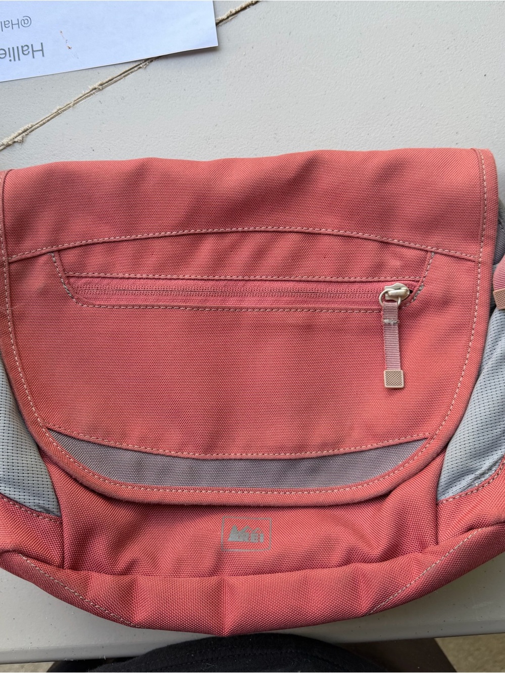 REI Coral Pink Messenger Bag with Gray Accents